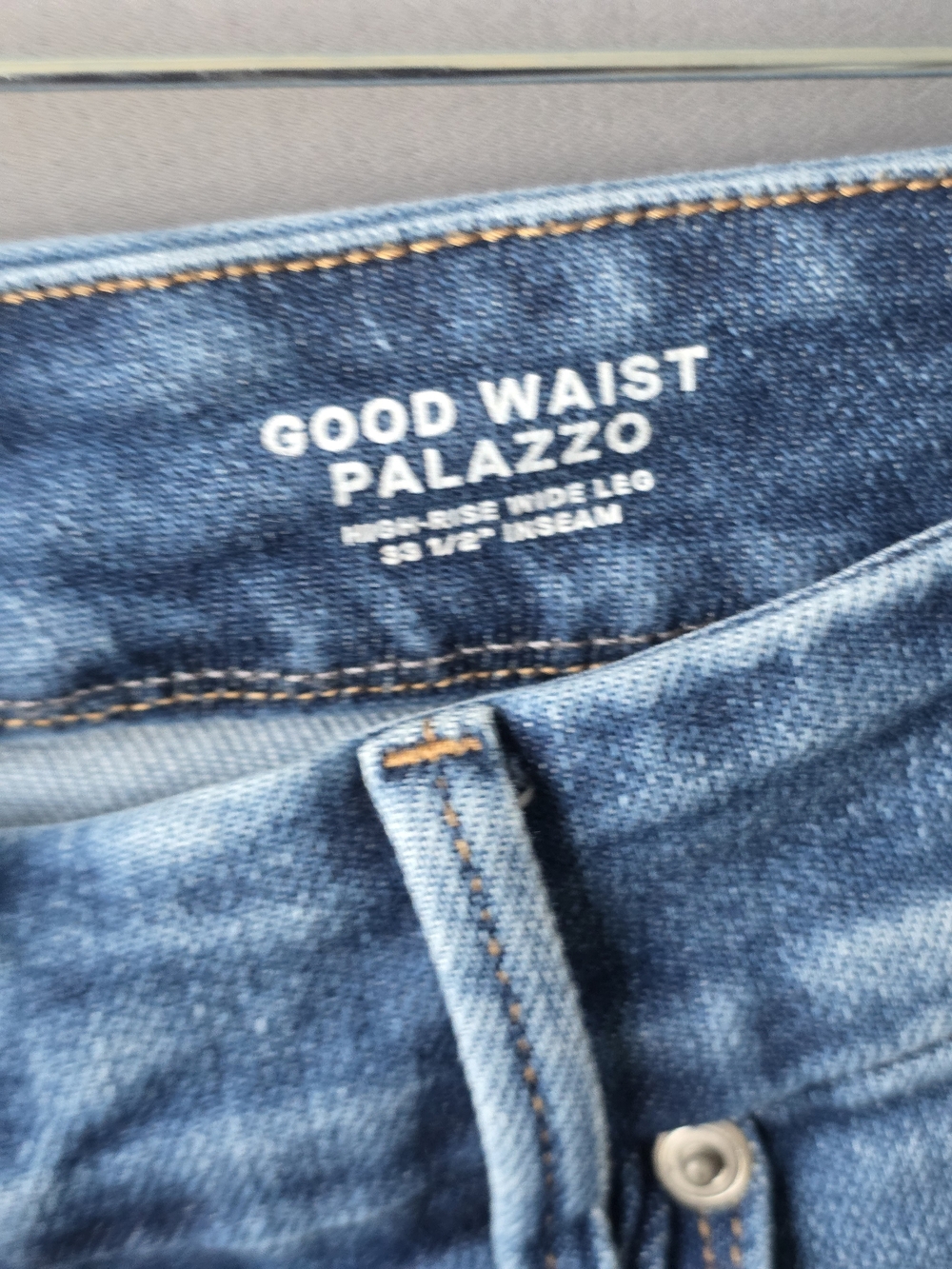 Good American Good Waist Palazzo Jeans Women 14/32 High Rise Wide Leg Blue Denim - Picture 5 of 7